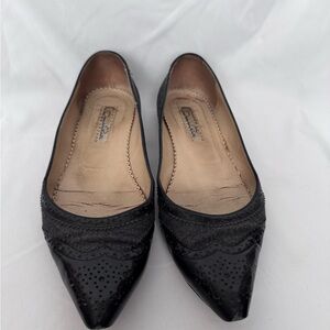 Oscar de la Renta Black and Gray Flats